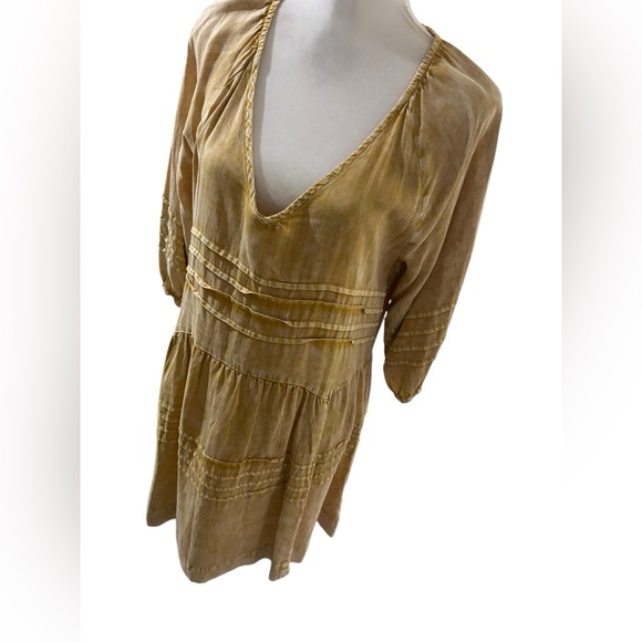 Bloomingdale’s Billy T mustard yellow bohemian farmers market dress Size Medium - Picture 4 of 9